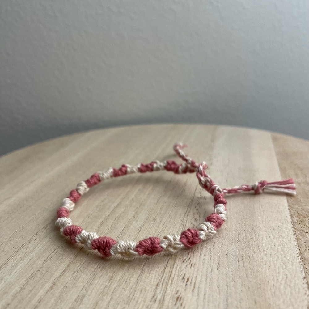 Pink Cream Woven Bracelet